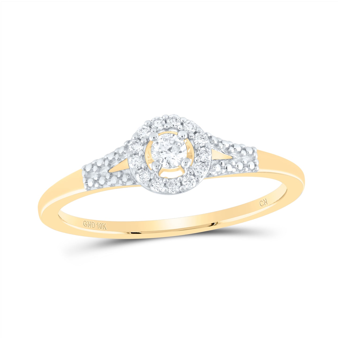 10K Yellow Gold Womens Round Diamond Solitaire Promise Ring 1/8 Cttw, Womens Size: 5-10