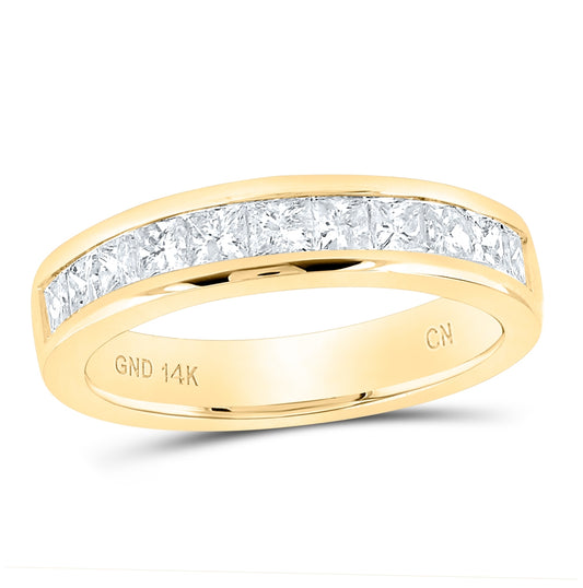 14K Yellow Gold Womens Princess Channel-set Diamond Single Row Wedding Band 1 Cttw, Womens Size: 5-10