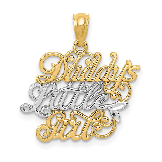 14k Yellow Gold and Rhodium DADDYS LITTLE GIRL Pendant