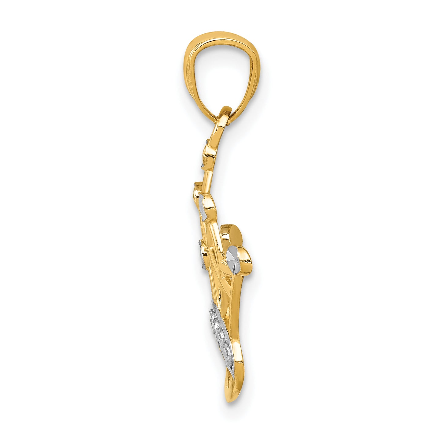 14k Yellow Gold and Rhodium Crown Pendant