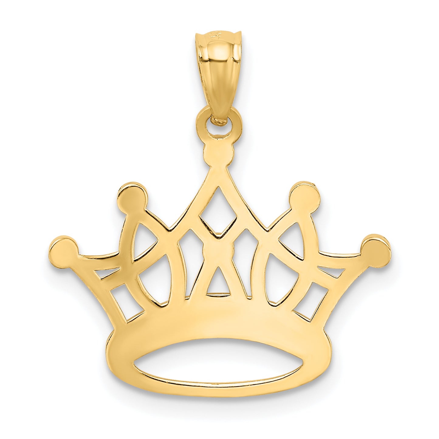 14k Yellow Gold and Rhodium Crown Pendant