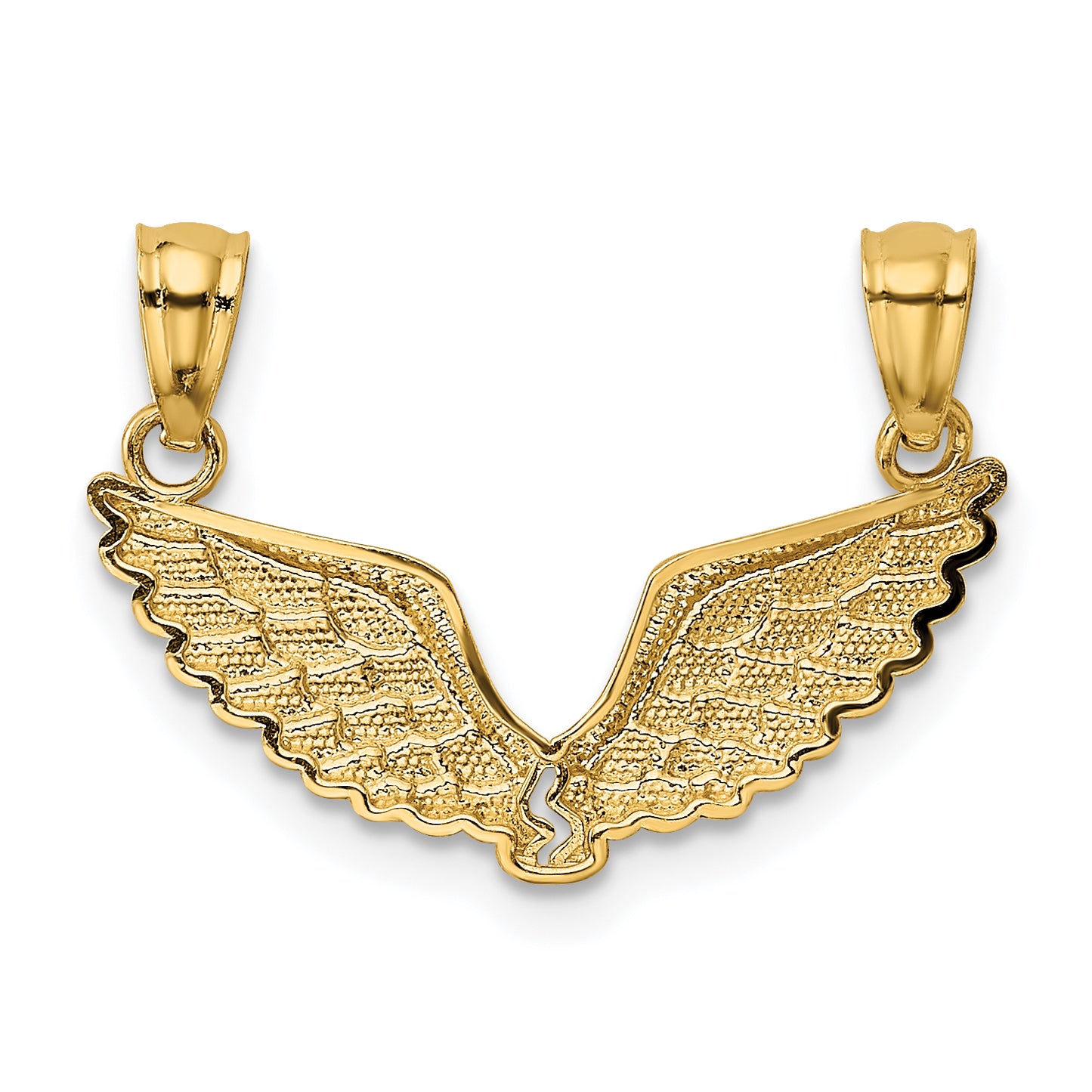 14K Yellow Gold Polished 2 Piece Break Apart Angel Wings Pendants