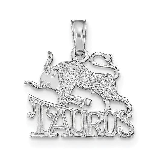 14K White Gold TAURUS Zodiac Charm