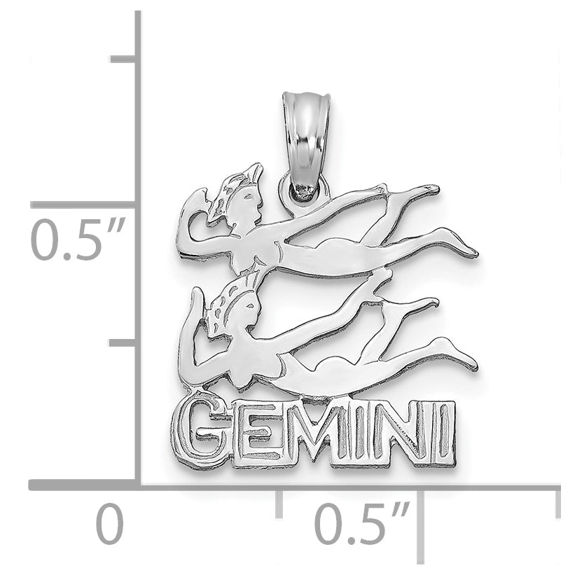 14K White Gold GEMINI Zodiac Charm