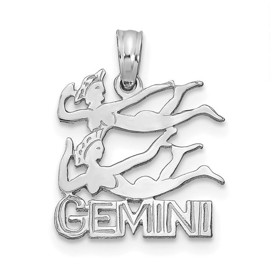 14K White Gold GEMINI Zodiac Charm