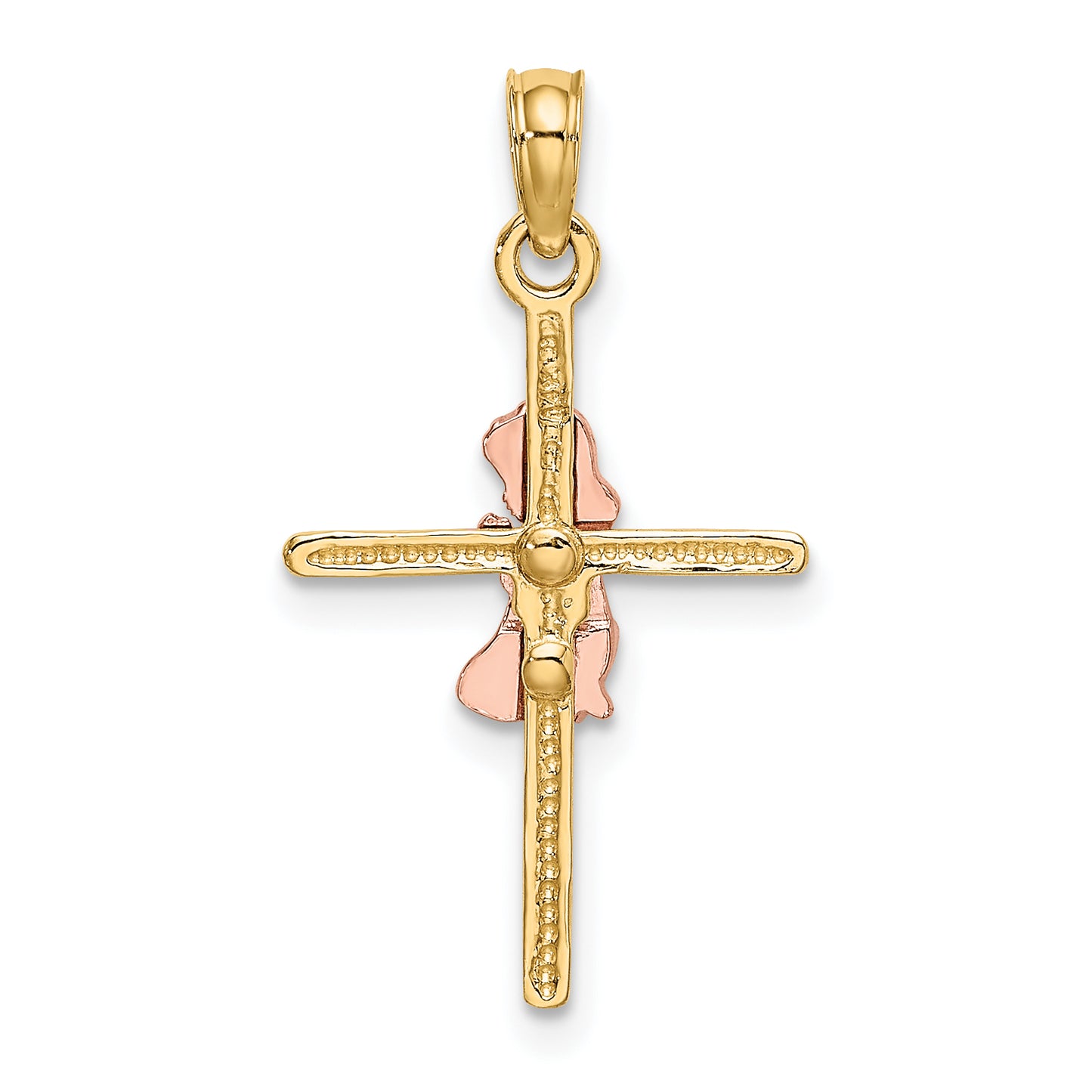 14K Two-Tone 2-D Girl On Cross Charm