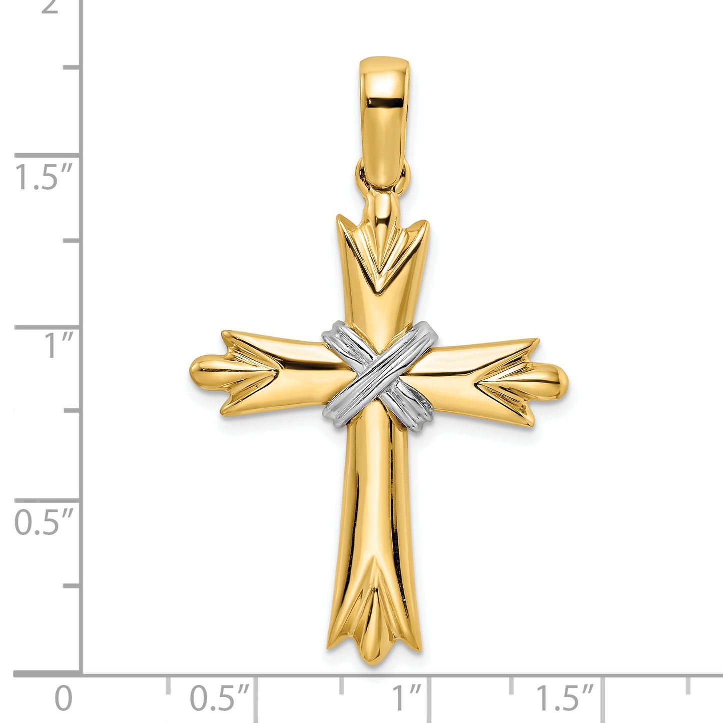 14k Two-tone Polished with  X-center Cross