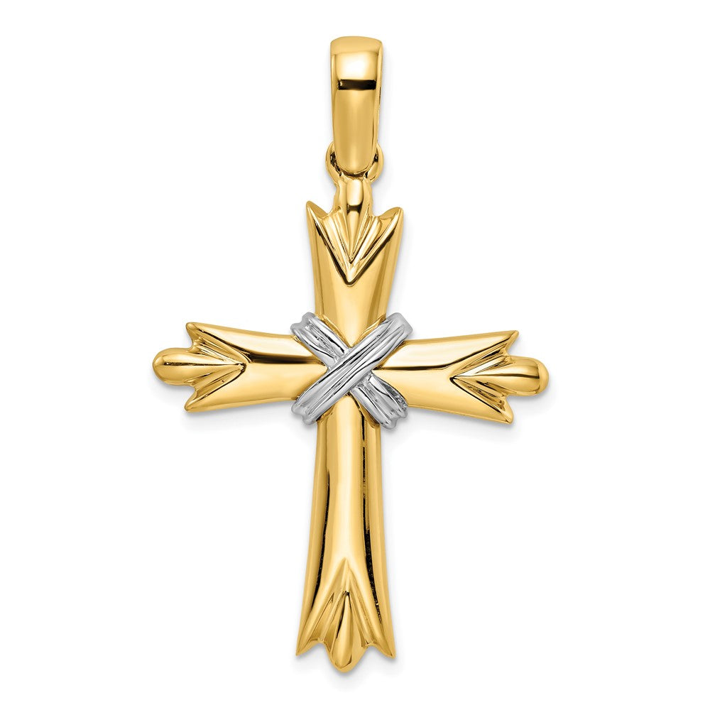 14k Two-tone Polished with  X-center Cross