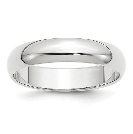 Platinum 5mm Half Round Wedding Band Size 5.5