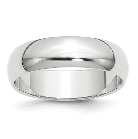 Platinum 6mm Half Round Wedding Band Size 4