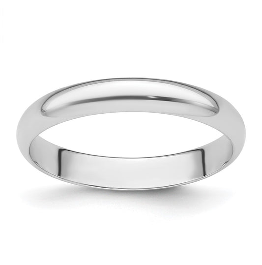 Platinum 3mm Half Round Featherweight Wedding Band Size 4