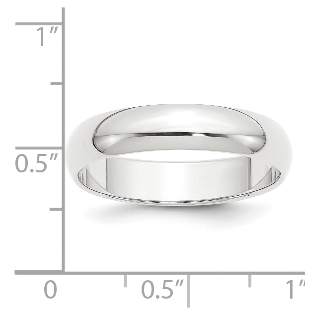 Platinum 5mm Half Round Featherweight Wedding Band Size 5