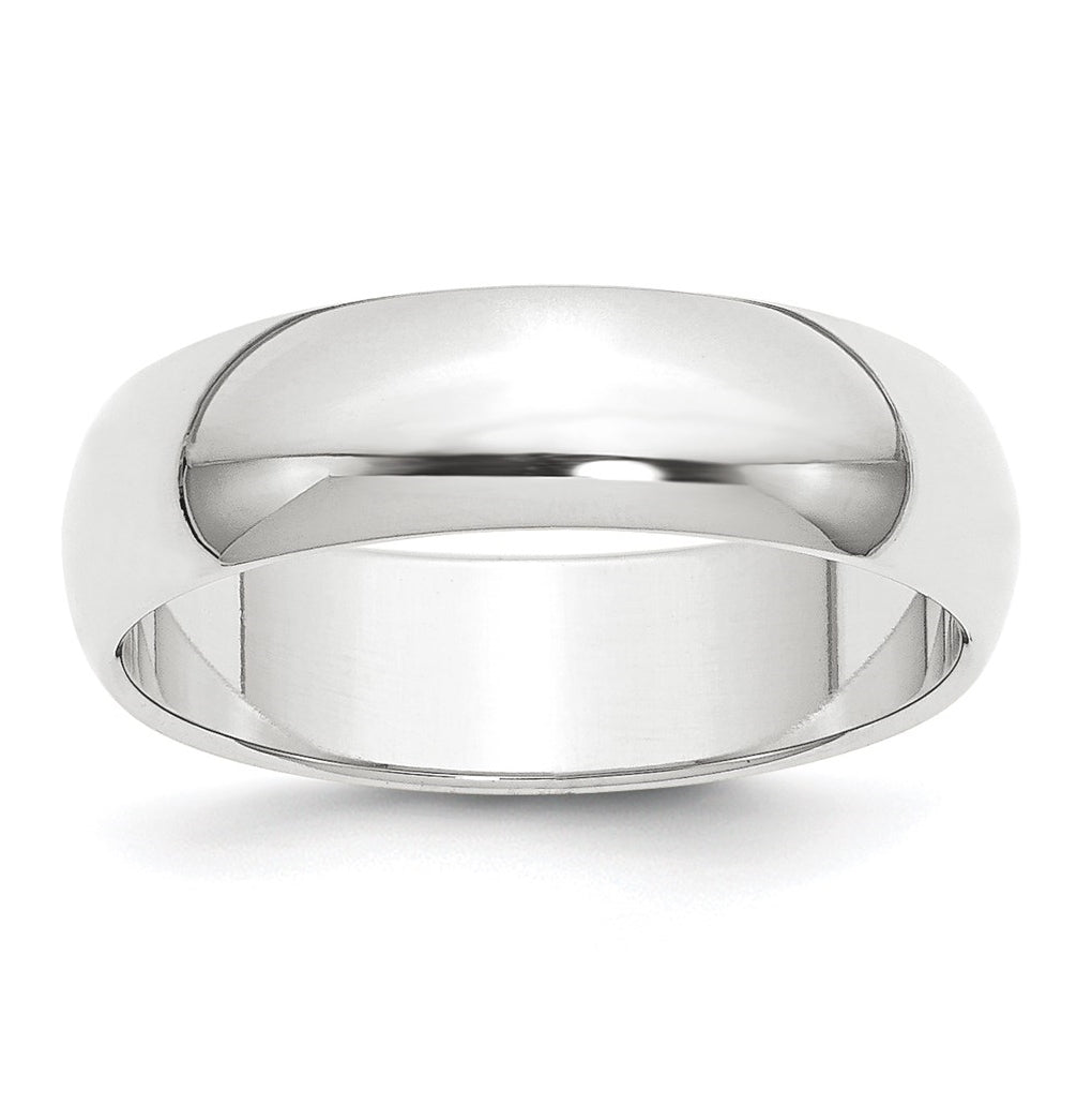 Platinum 6mm Half Round Featherweight Wedding Band Size 5