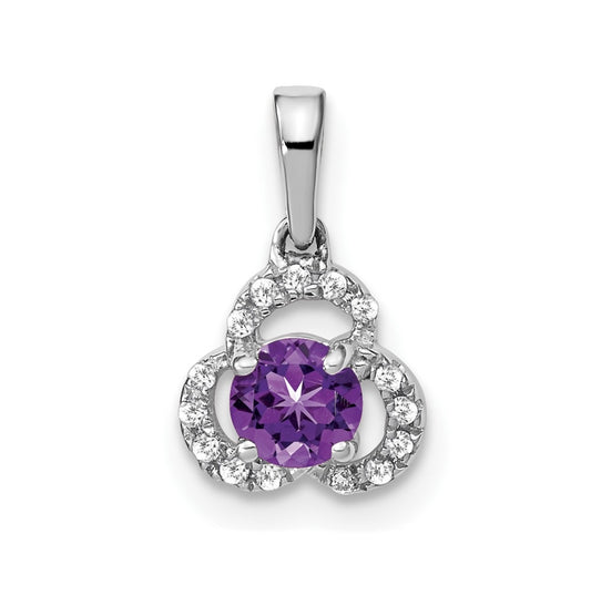 10k White Gold Amethyst/Diamond Pendant