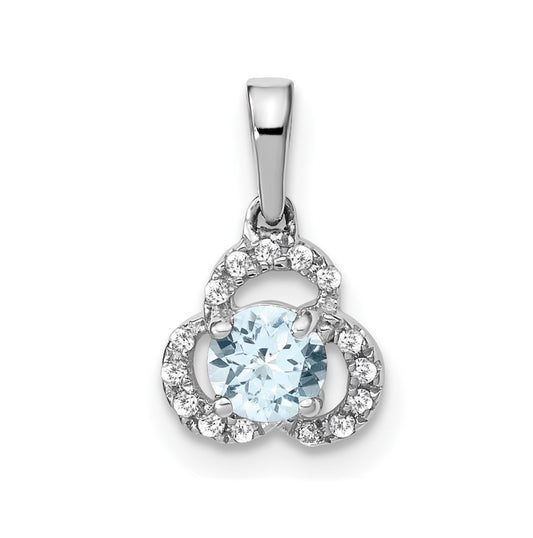 10k White Gold Aquamarine/Diamond Pendant