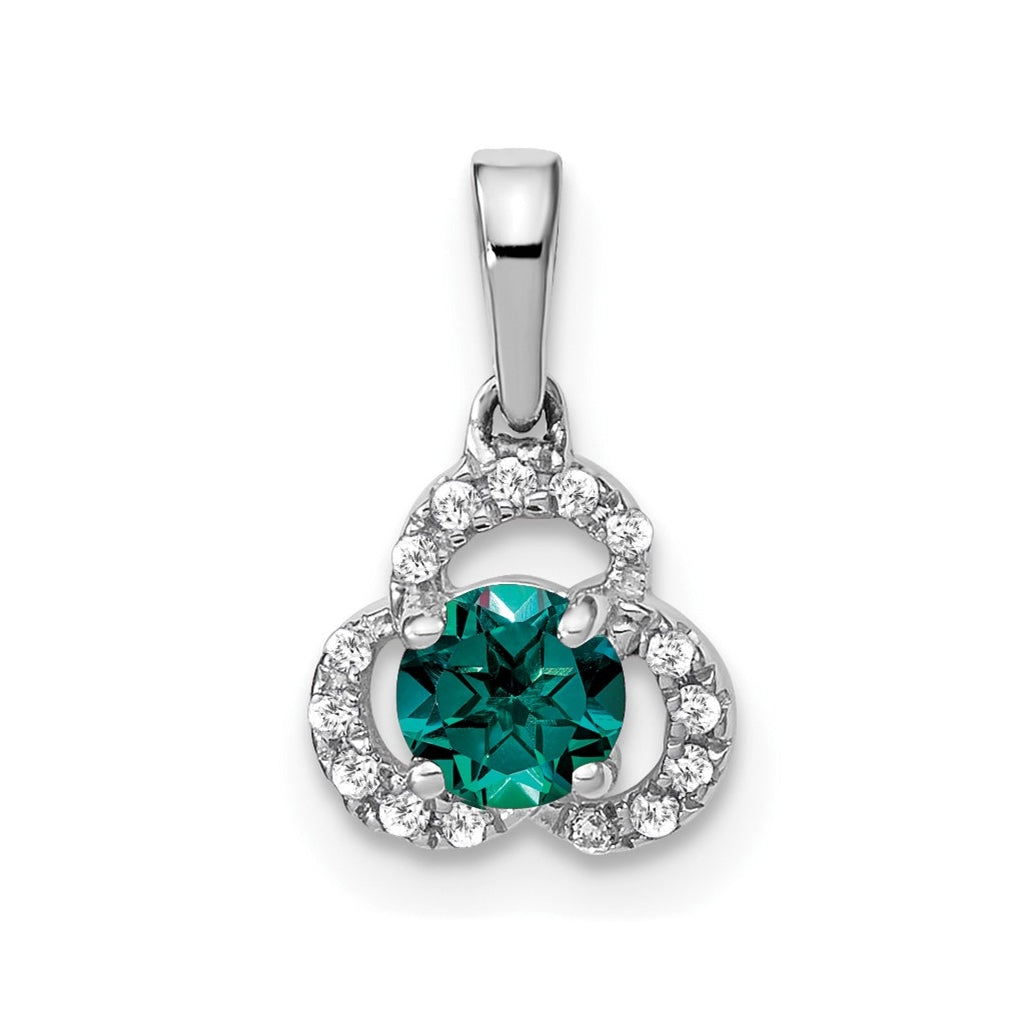 10k White Gold Created Alexandrite/Diamond Pendant