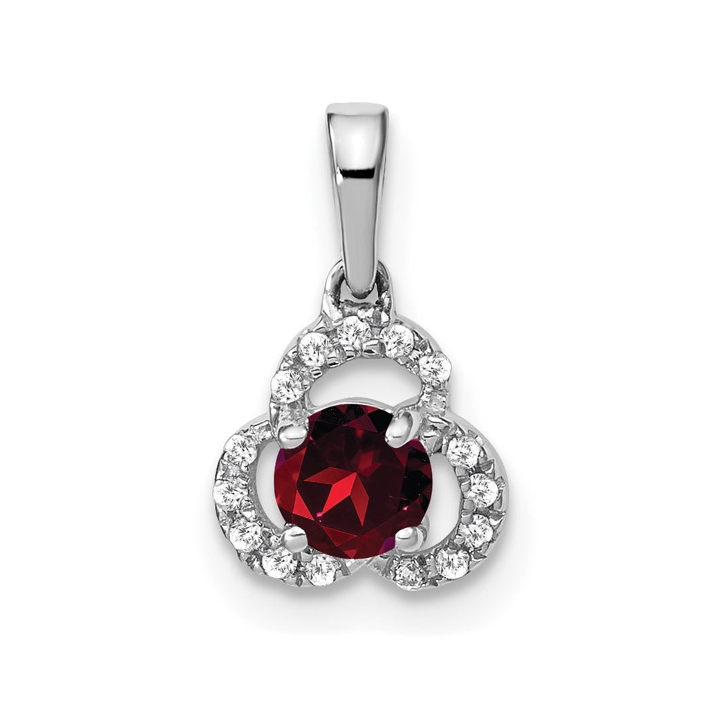 10k White Gold Garnet/Diamond Pendant