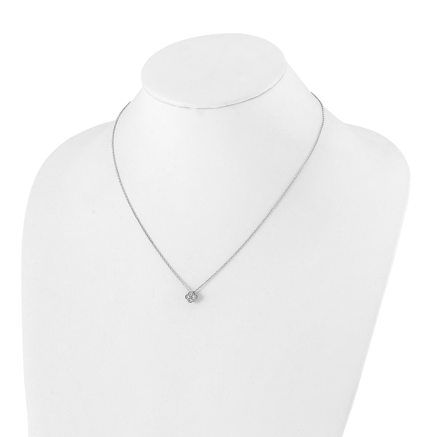 True Origin 14K White Gold 1/4 carat Lab Grown Diamond VS/SI  D E F  Bloom Floral 18 inch Necklace