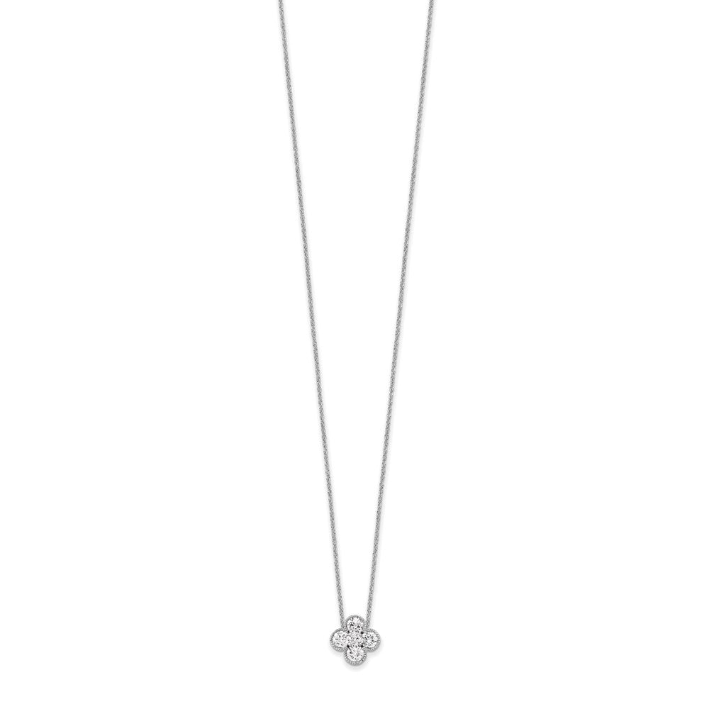 True Origin 14K White Gold 1 carat Lab Grown Diamond VS/SI  D E F  Bloom Floral 18 inch Necklace