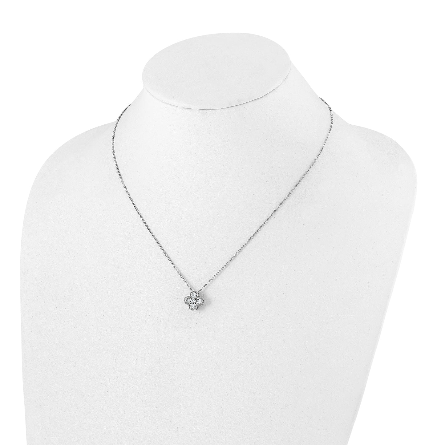 True Origin 14K White Gold 1 carat Lab Grown Diamond VS/SI  D E F  Bloom Floral 18 inch Necklace