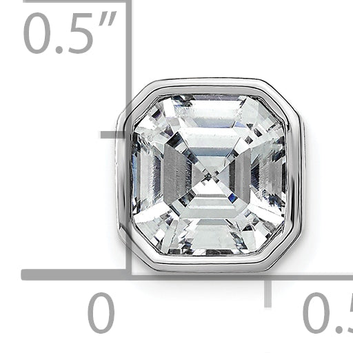 14k White Gold Asscher Bezel G H I True Light Moissanite Chain Slide