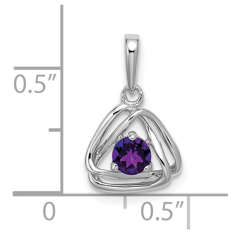 14k White Gold Amethyst Triangle Pendant