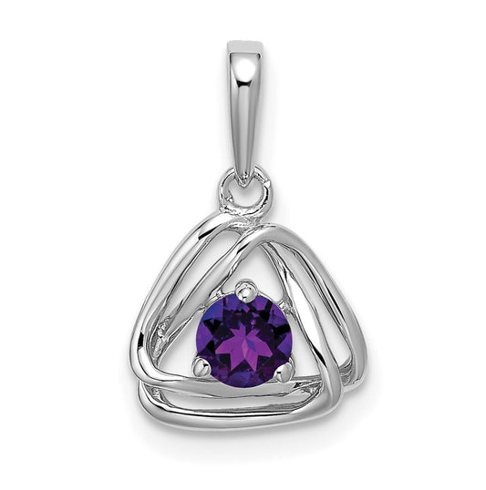 14k White Gold Amethyst Triangle Pendant