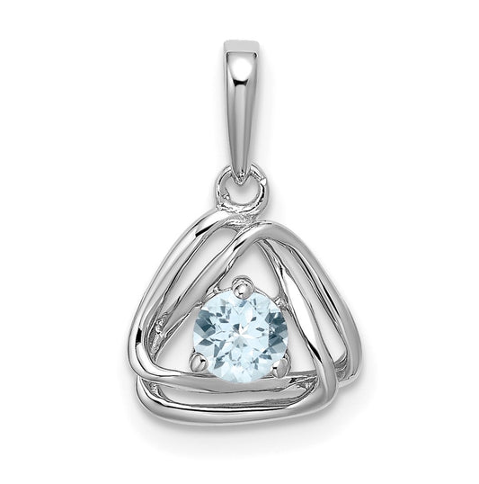 14k White Gold Aquamarine Triangle Pendant