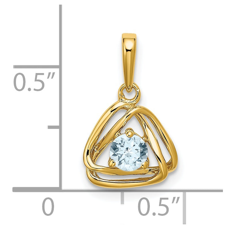 14K Yellow Gold Aquamarine Triangle Pendant