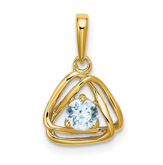 14K Yellow Gold Aquamarine Triangle Pendant