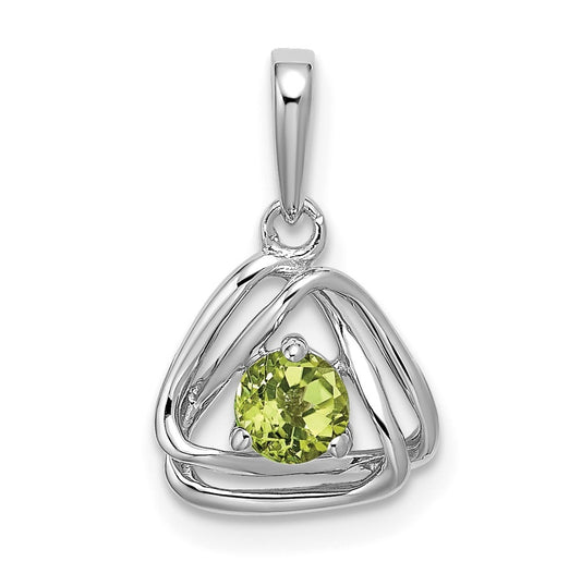 14k White Gold Peridot Triangle Pendant