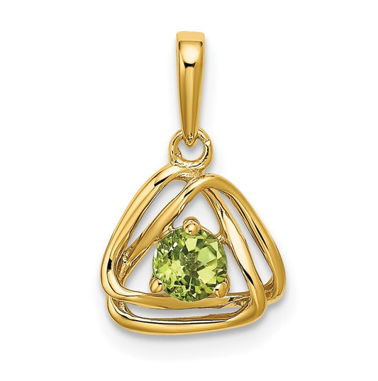 14K Yellow Gold Peridot Triangle Pendant