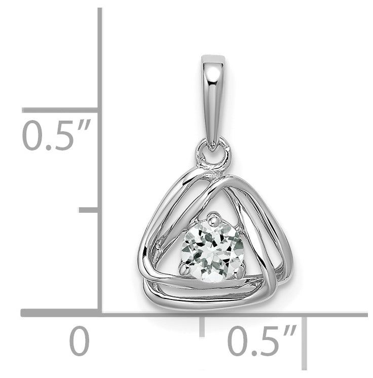 14k White Gold White Topaz Triangle Pendant