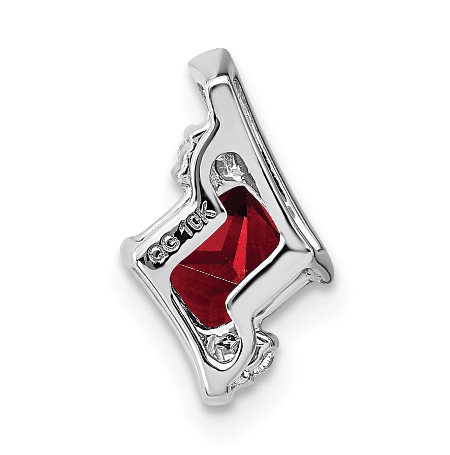 Sterling Silver Antique Cushion Garnet and Diamond Pendant