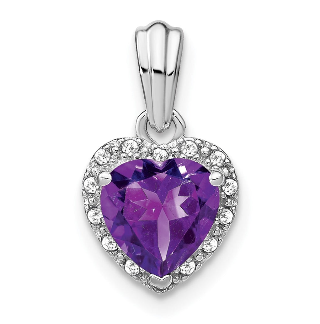 Sterling Silver Rhodium plated Amethyst and Diamond Pendants