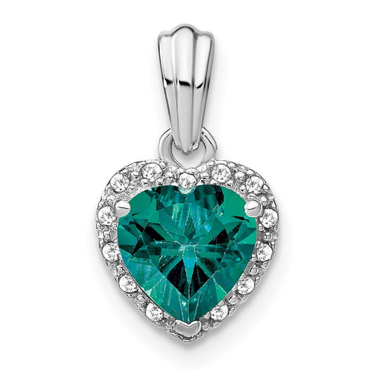 Sterling Silver Rhodium Plated Created Alexandrite and Diamond Pendant