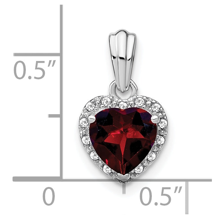 Sterling Silver Rhodium plated Garnet and Diamond Pendants