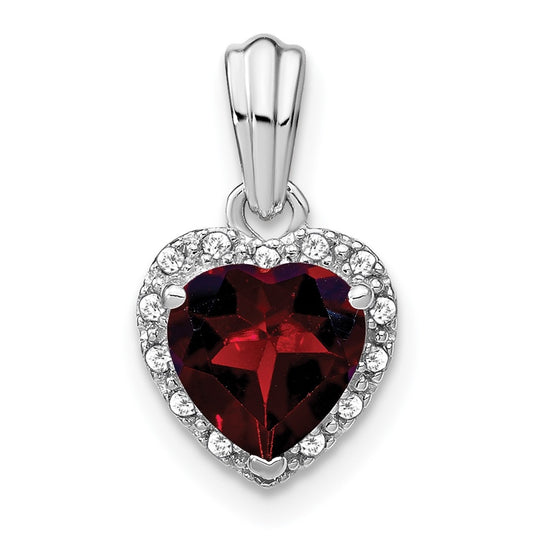 Sterling Silver Rhodium plated Garnet and Diamond Pendants