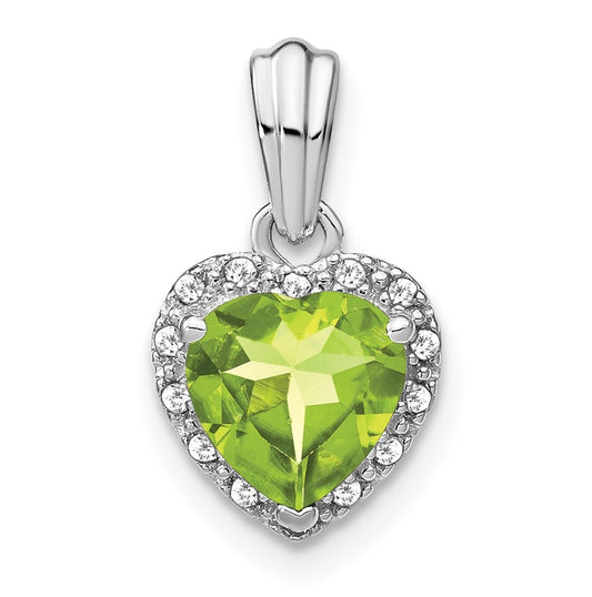 Sterling Silver Rhodium plated Peridot and Diamond Pendants