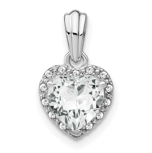 Sterling Silver Rhodium plated White Topaz and Diamond Pendants