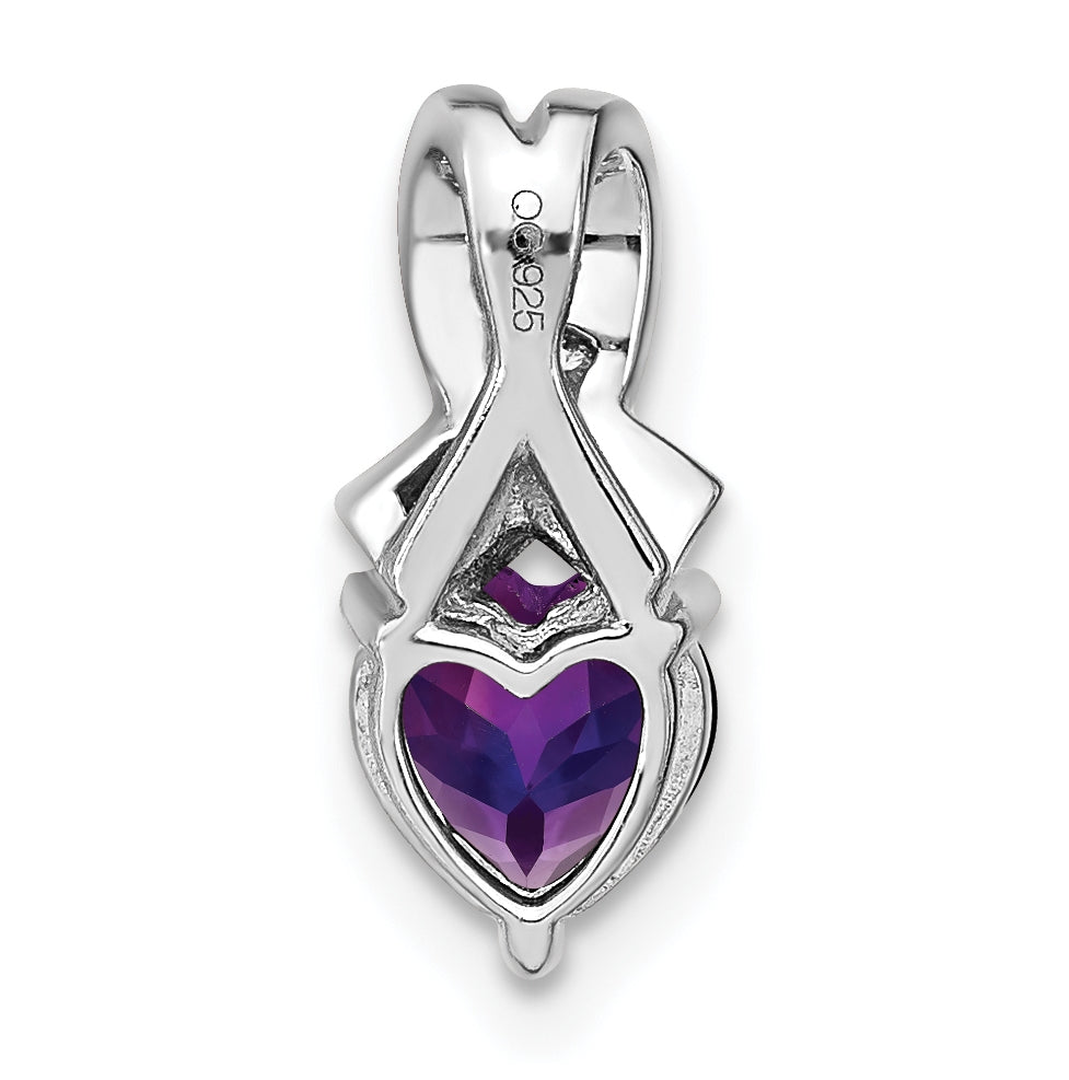 Sterling Silver Rhodium plated Amethyst/Diamond Pendant