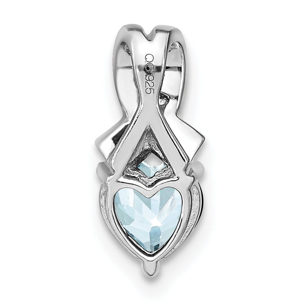 Sterling Silver Rhodium plated Aquamarine/Diamond Pendant