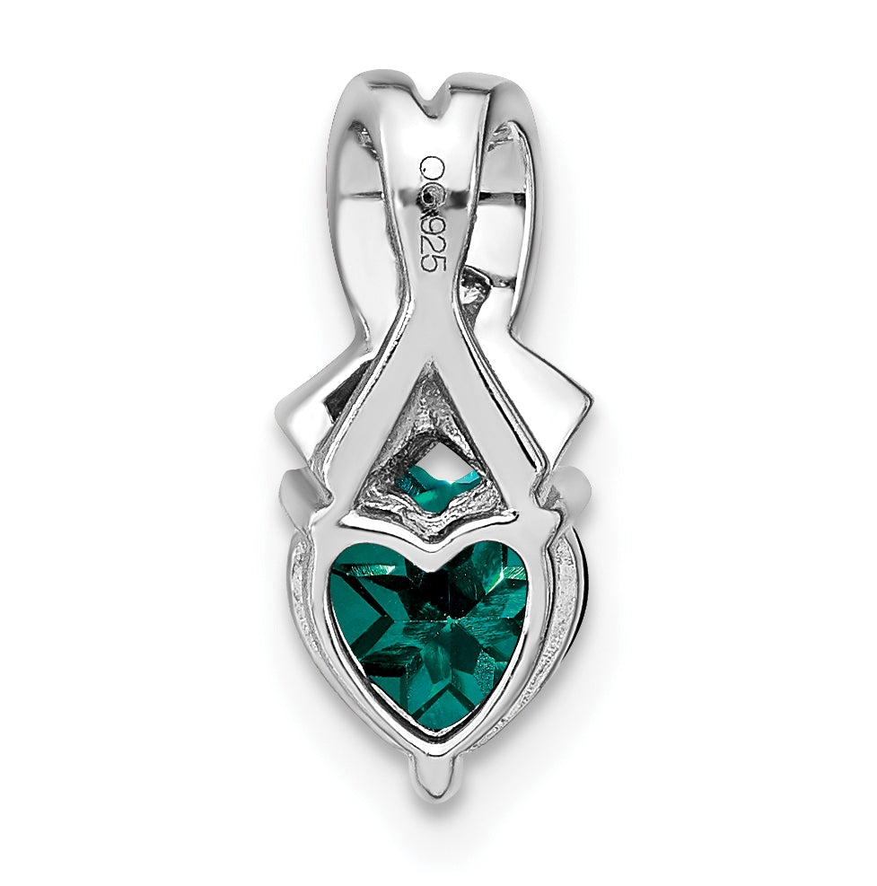 Sterling Silver Rhodium plated Created Alexandrite/Diamond Pendant