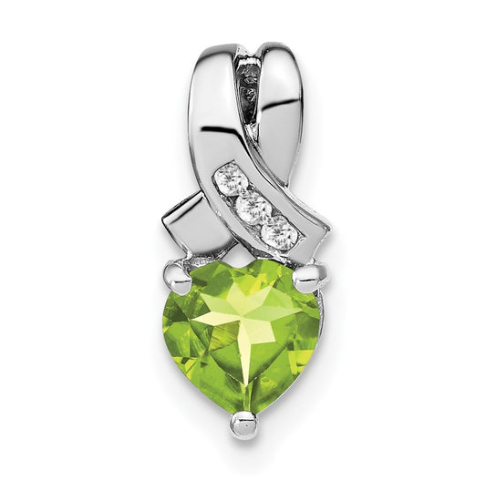 Sterling Silver Rhodium plated Peridot/Diamond Pendant