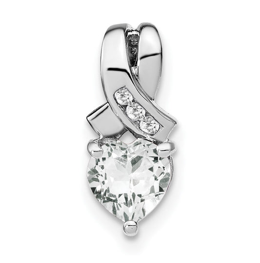 Sterling Silver Rhodium plated White Topaz/Diamond Pendant