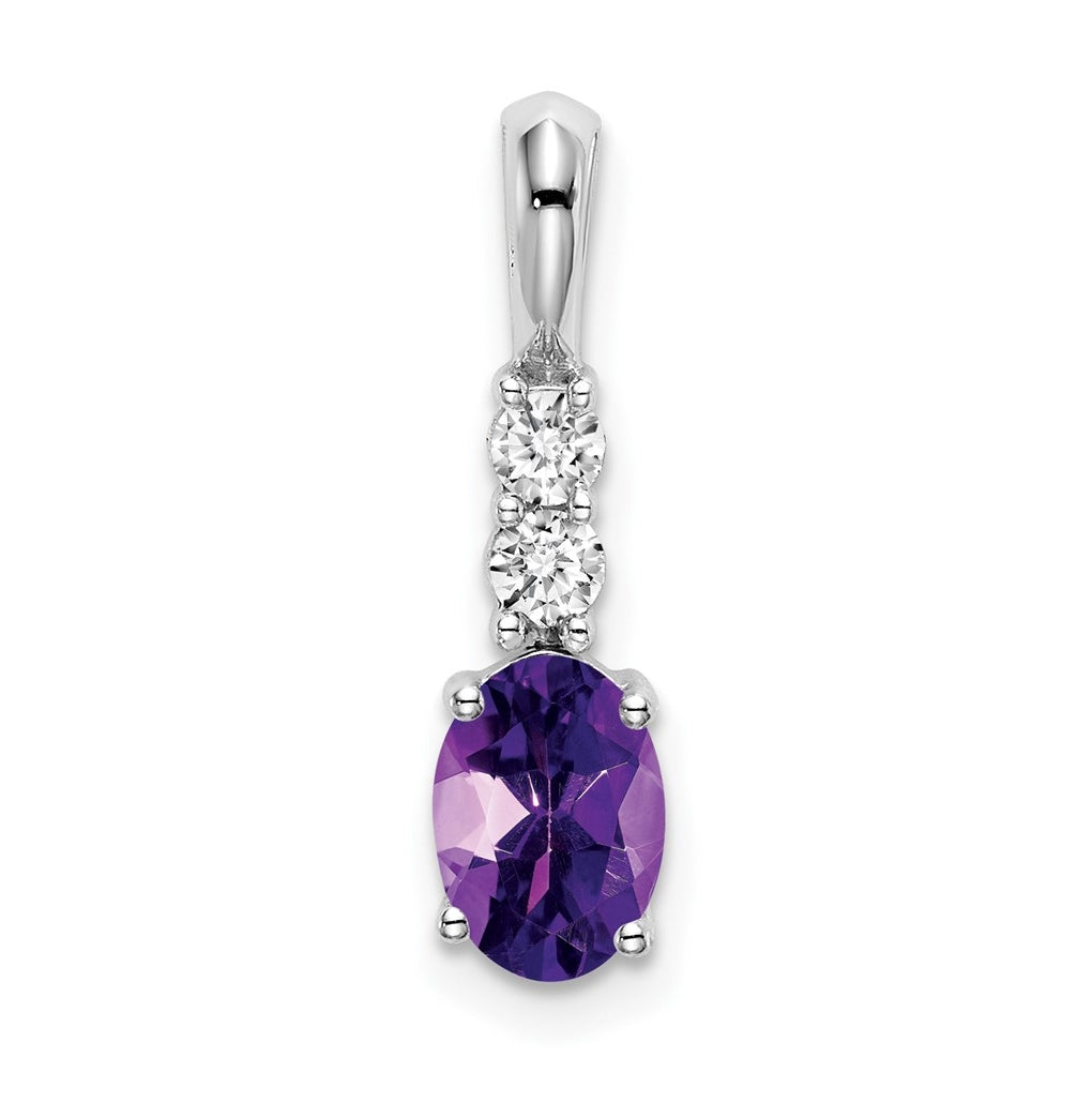 14k White Gold Oval Amethyst/Diamond Pendant