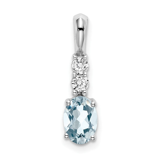 14k White Gold Oval Aquamarine/Diamond Pendant