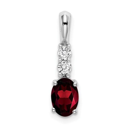 14k White Gold Oval Garnet/Diamond Pendant