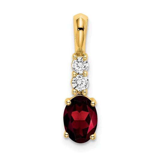 14K Yellow Gold Oval Garnet/Diamond Pendant