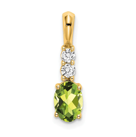 14K Yellow Gold Oval Peridot/Diamond Pendant